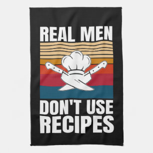 Echte mannen gebruiken geen recepten - Grappig kok Theedoek