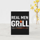 Echte Mannen Grill Bbq King Vaderdag Cookout Kaart (Gele Bloem)