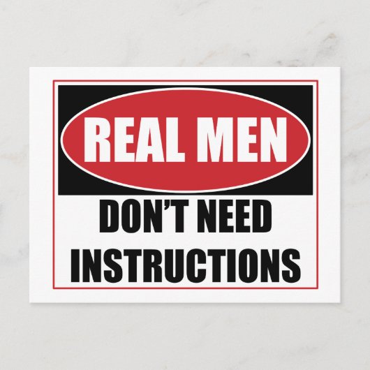 Echte Mannen hebben geen Instructies nodig Briefkaart (Voorkant)