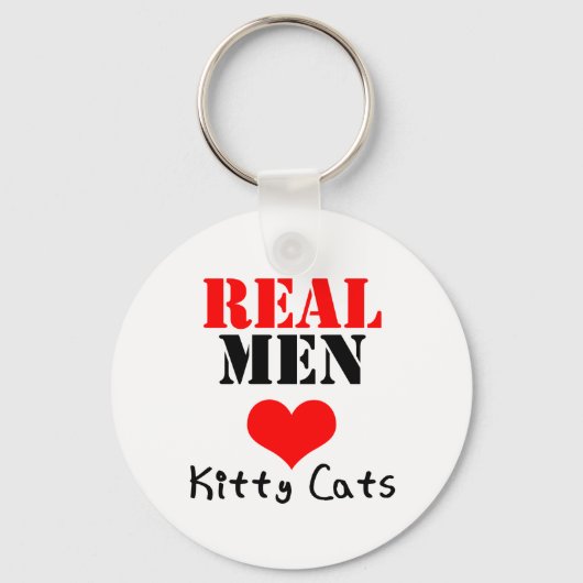 Echte Mannen Houden (Liefde) van Katten Sleutelhanger (Voorkant)