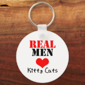 Echte Mannen Houden (Liefde) van Katten Sleutelhanger (Voorkant)