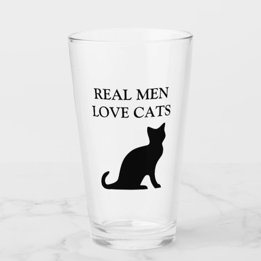 Echte mannen houden van grappig kat silhouet ontwe glas (Voorkant)
