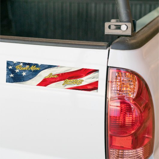 Echte mannen houden van Jesus Bumpersticker (Op Truck)