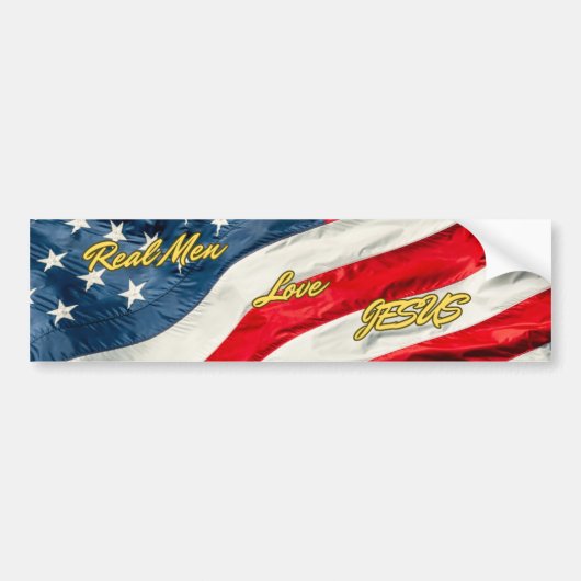 Echte mannen houden van Jesus Bumpersticker (Voorkant)