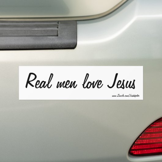 Echte mannen houden van Jezus Bumpersticker (Op auto)