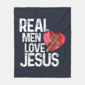 Echte Mannen houden van Jezus Heart Kruis Fleece Deken (Voorkant)