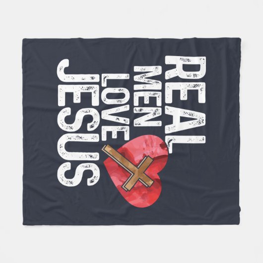 Echte Mannen houden van Jezus Heart Kruis Fleece Deken (Voorkant (Horizontaal))