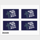 Echte Mannen houden van Jezus Rechthoekige Sticker (Vel)