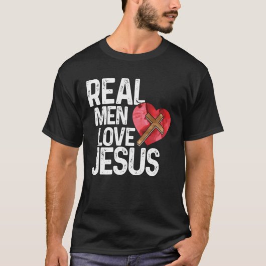 Echte Mannen houden van Jezus T-shirt (Voorkant)