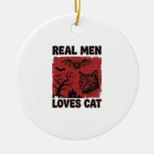 Echte mannen houden van kat Halloween vintage kat  Keramisch Ornament