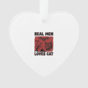 Echte mannen houden van kat Halloween vintage kat  Ornament