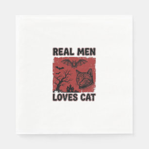 Echte mannen houden van kat Halloween vintage kat  Servet
