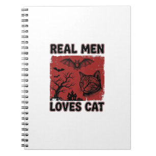 Echte mannen houden van kat Halloween vintage katt Notitieboek