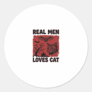 Echte mannen houden van kat Halloween vintage katt Ronde Sticker