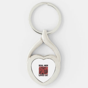 Echte mannen houden van kat Halloween vintage katt Sleutelhanger