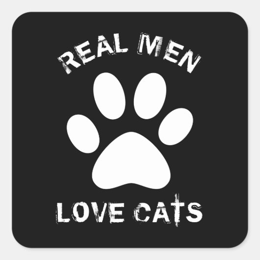 Echte mannen houden van katten aangepaste tekst ge vierkante sticker (Voorkant)