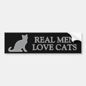 Echte mannen houden van katten auto bumpersticker (Voorkant)