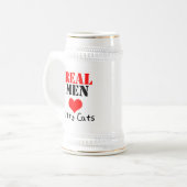 "Echte Mannen houden van katten" Beer Stein Bierpul (Voorkant links)