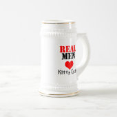 "Echte Mannen houden van katten" Beer Stein Bierpul (Voorkant rechts)