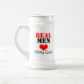 "Echte Mannen houden van katten" Beer Stein Bierpul (Links)