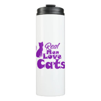 Echte mannen houden van katten – Cadeaus voor kat- Thermosbeker
