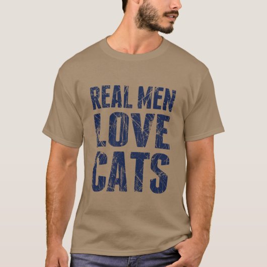 Echte Mannen houden van katten en grillige stijl T-shirt (Voorkant)
