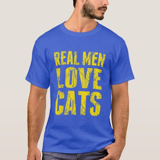 Echte Mannen houden van katten en grillige stijl T-shirt (Voorkant)