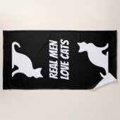 Echte mannen houden van katten grappig zwart en wi strandlaken (Voorkant)