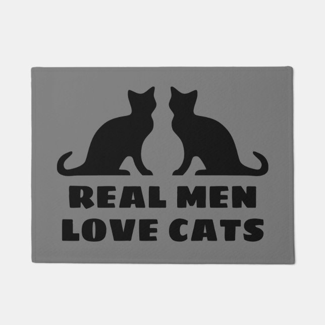 Echte mannen houden van katten grappige deurmat vo (Voorkant)