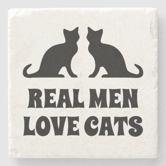 Echte mannen houden van katten grappige drink marm stenen onderzetter (Voorkant)