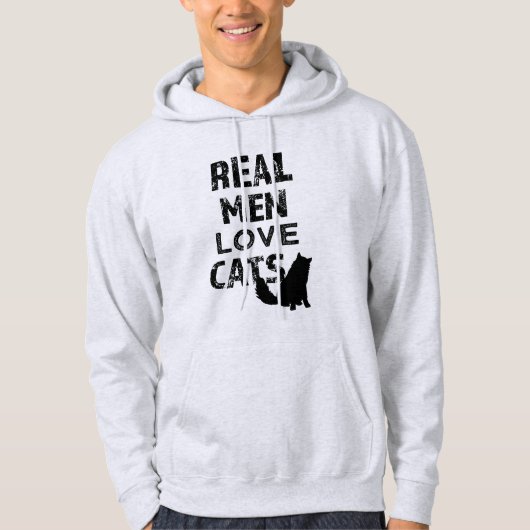 Echte Mannen houden van katten grappige mannen Hoodie (Voorkant)