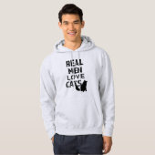 Echte Mannen houden van katten grappige mannen Hoodie (Voorkant volledig)