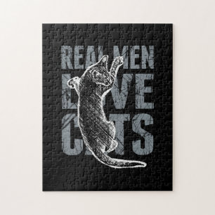 Echte mannen houden van katten in de distressed st legpuzzel