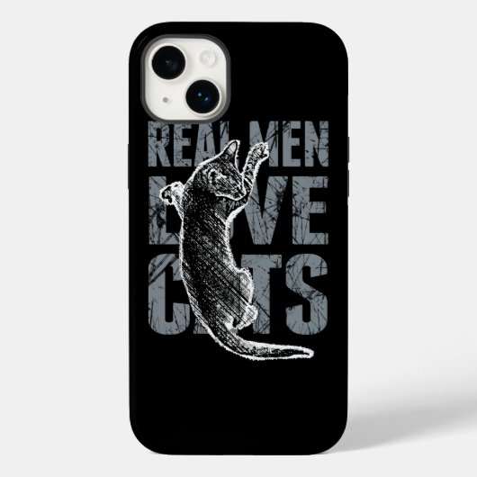 Echte mannen houden van katten in grunge stijl zwa Case-Mate iPhone case (Achterkant)