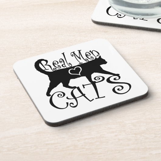 Echte mannen houden van katten in stijlvol design onderzetter (Linkerzijde)