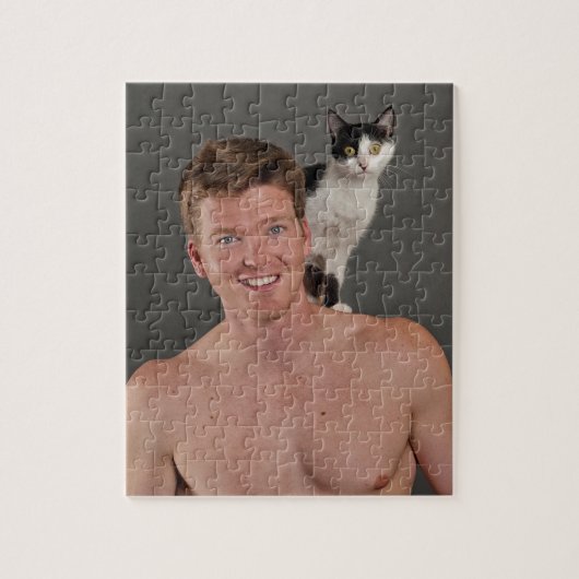 Echte mannen houden van katten legpuzzel (Verticaal)