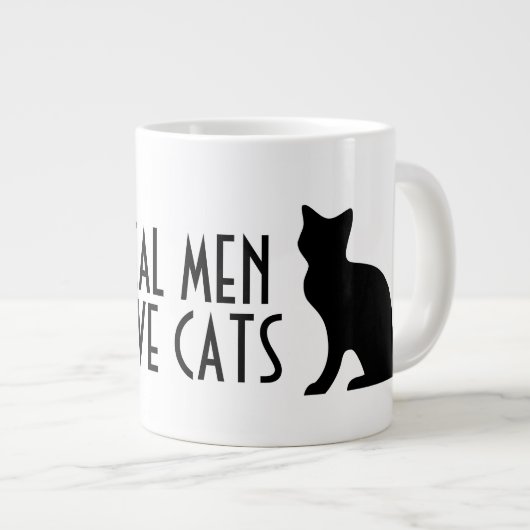 Echte mannen houden van katten met een grote jumbo grote koffiekop (Voorkant rechts)