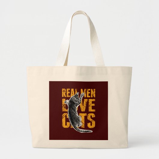 Echte mannen houden van katten op bordeauxrood grote tote bag (Voorkant)