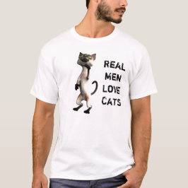 Echte mannen houden van katten t-shirt