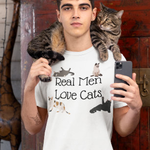 Echte mannen houden van katten t-shirt