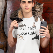 Echte mannen houden van katten t-shirt