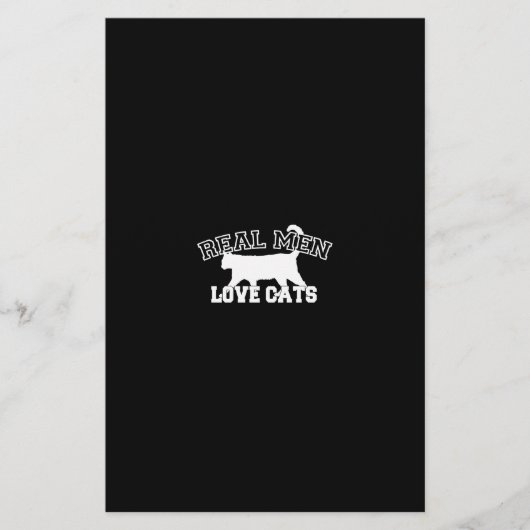 Echte Mannen houden van katten White Silhouette Briefpapier (Voorkant)