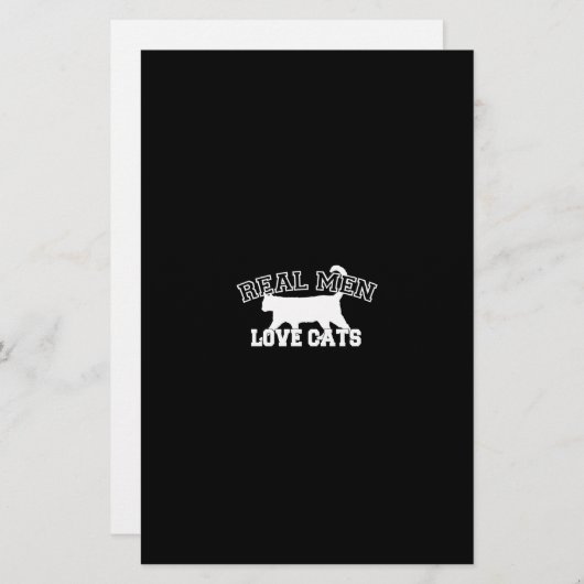 Echte Mannen houden van katten White Silhouette Briefpapier (Voorkant / Achterkant)