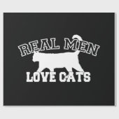 Echte Mannen houden van katten White Silhouette Cadeaupapier (Vlak)