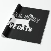Echte Mannen houden van katten White Silhouette Cadeaupapier (Uitgerold)