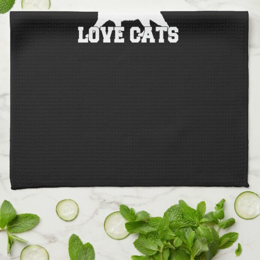 Echte Mannen houden van katten White Silhouette Theedoek (Gevouwen)