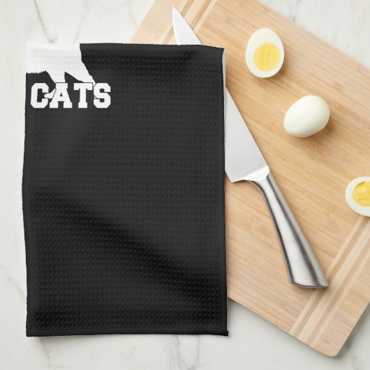 Echte Mannen houden van katten White Silhouette Theedoek (Quarter Fold)