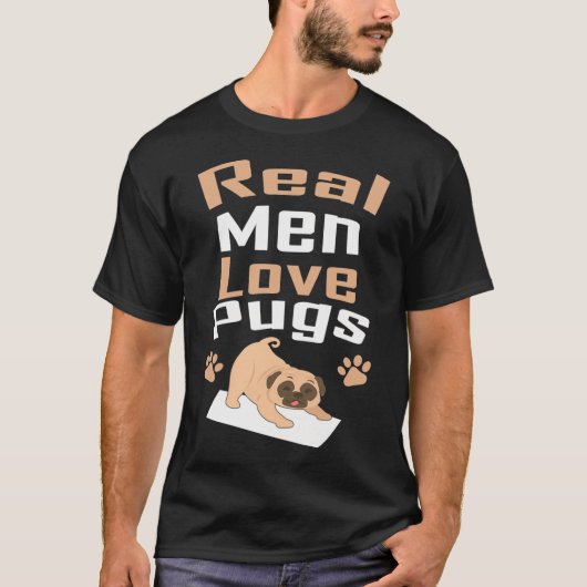 Echte mannen houden van pugs t-shirt (Voorkant)