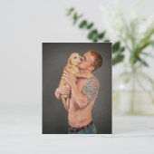 Echte mannen houden van puppies briefkaart (Staand voorkant)