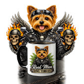 Echte mannen houden van Yorkies / Grappige Biker H Mok
